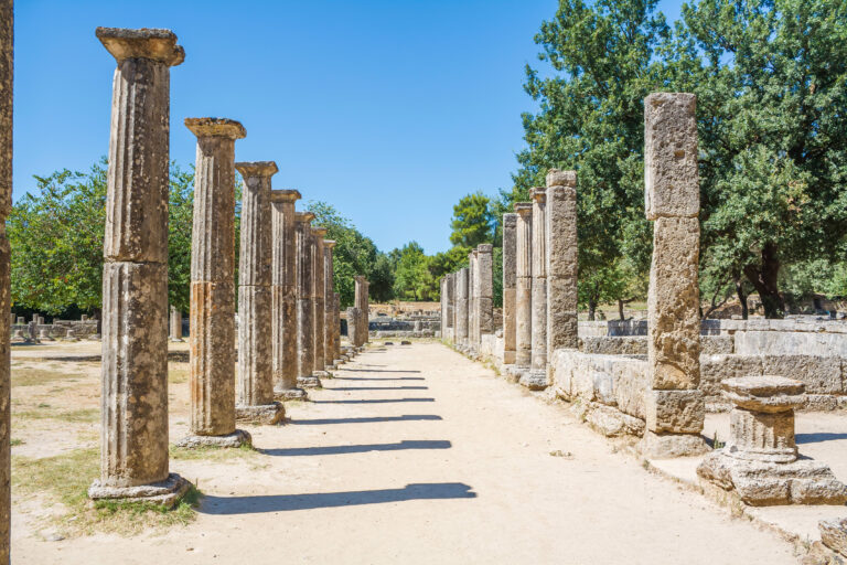 Columns at the Archaeological Site of Olympia.